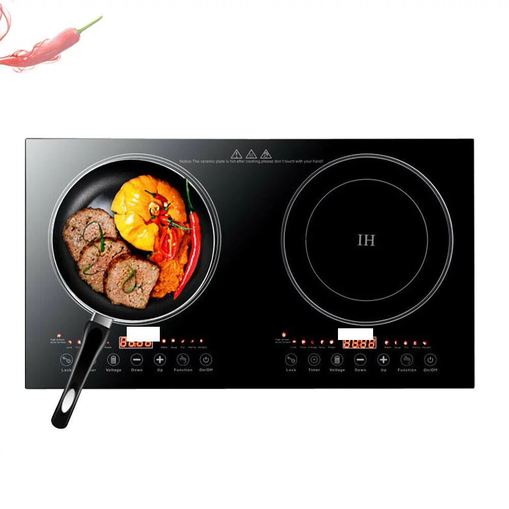 1200W Dual Burners Electric Cooktop Black O897