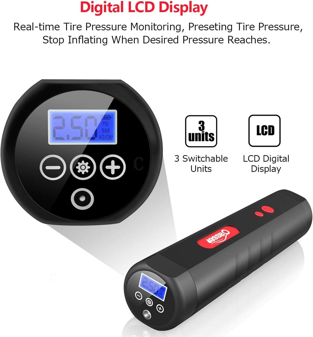 Portable Mini Air Inflator Tire Pump with Digital LCD U206773