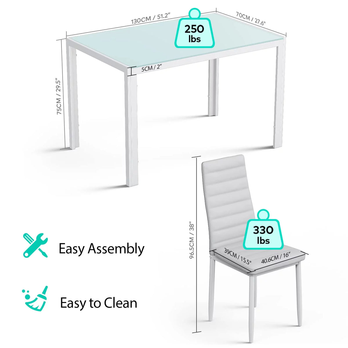 White Tempered Glass Computer Desk S87676