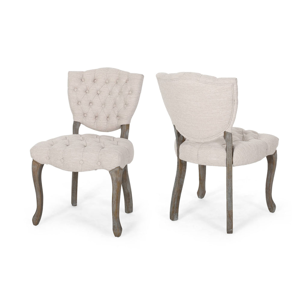 Tufted Dining Chair with Cabriole Legs Set of 2 Light Gray C686236