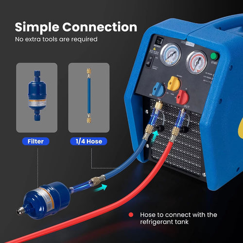 1 HP Dual Cylinder Portable Refrigerant Recovery Machine H5525