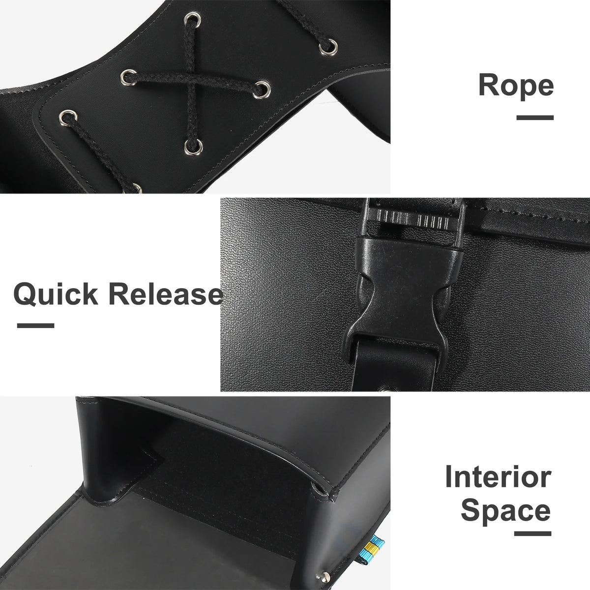 Pair Motorbike Saddlebag Side Tool Bags Waterproof Faux Leather Black K488