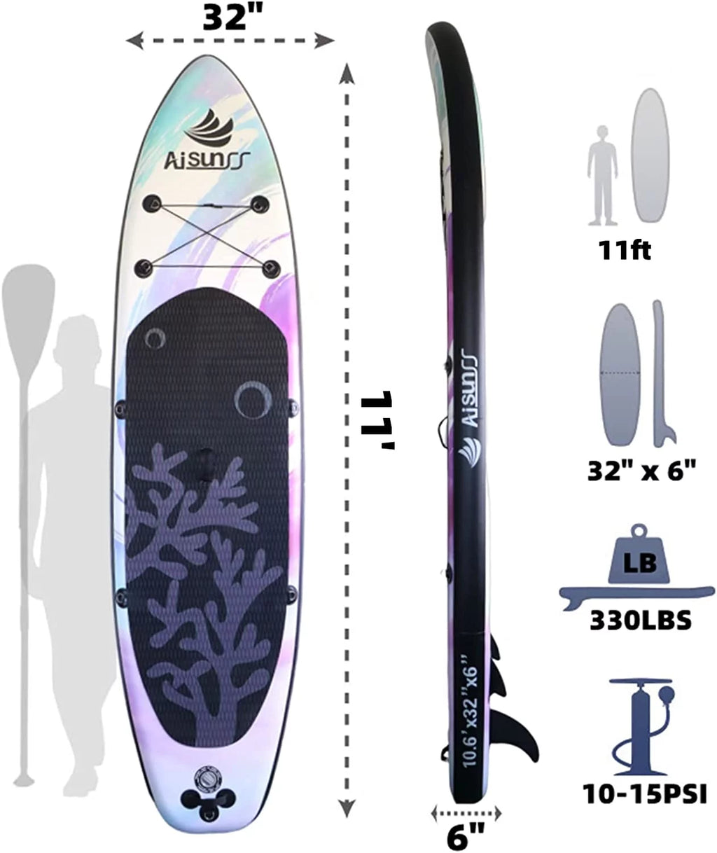 Inflatable Stand up Paddle Board 11ft Purple K889093