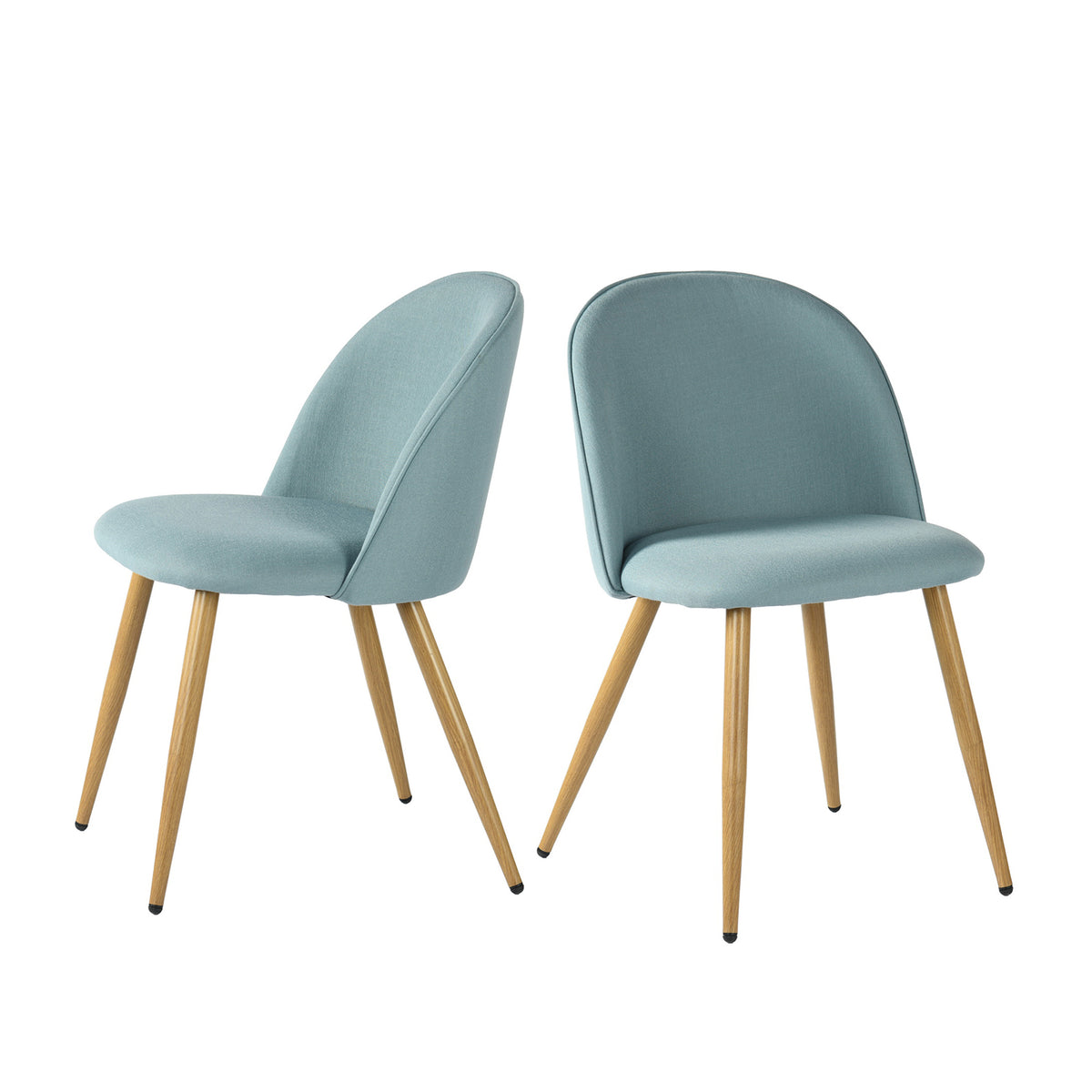 Fabric Upholstered Dining Chairs Set of 2 with Backrest Metal Legs, Power Blue E4368