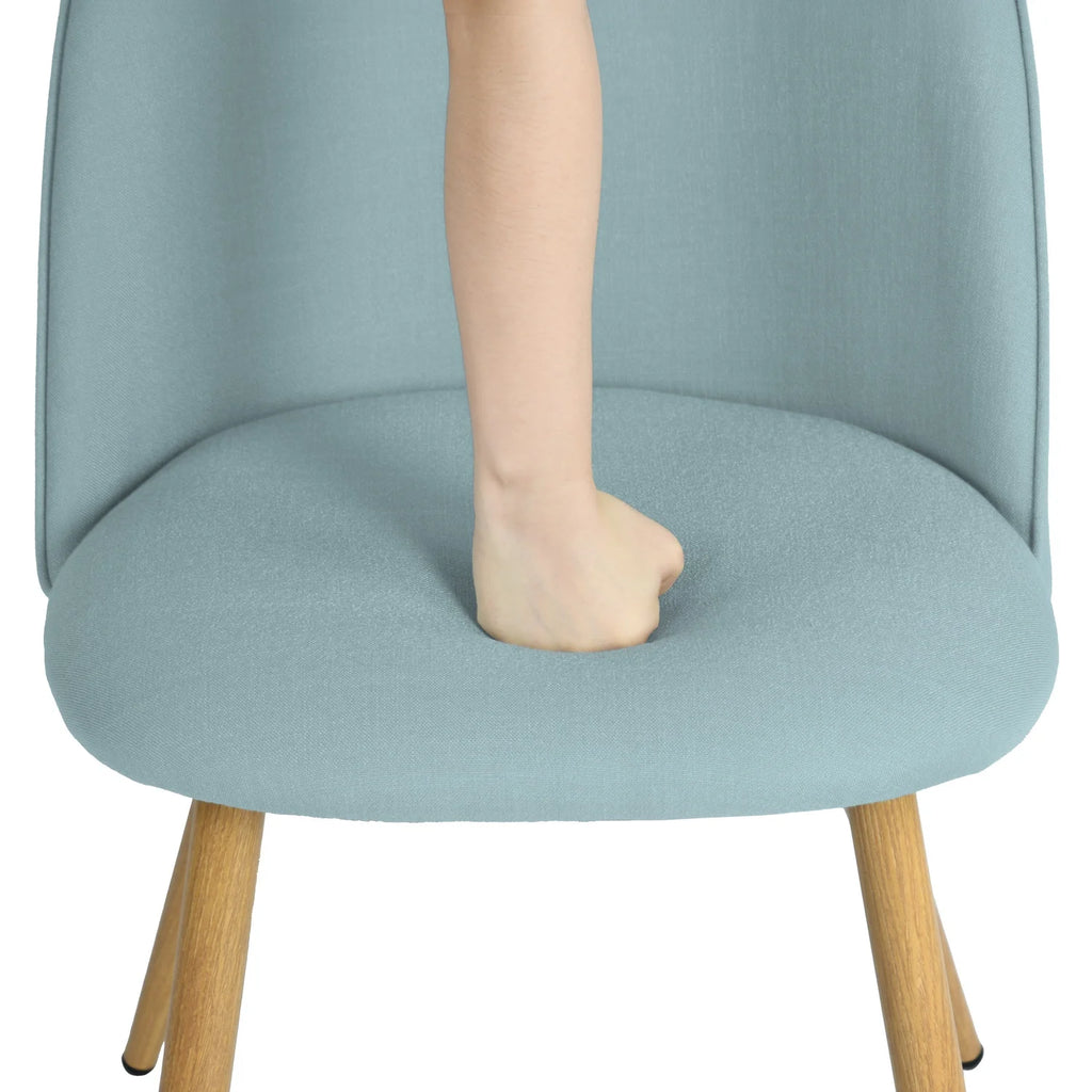Fabric Upholstered Dining Chairs Set of 2 with Backrest Metal Legs, Power Blue E4368