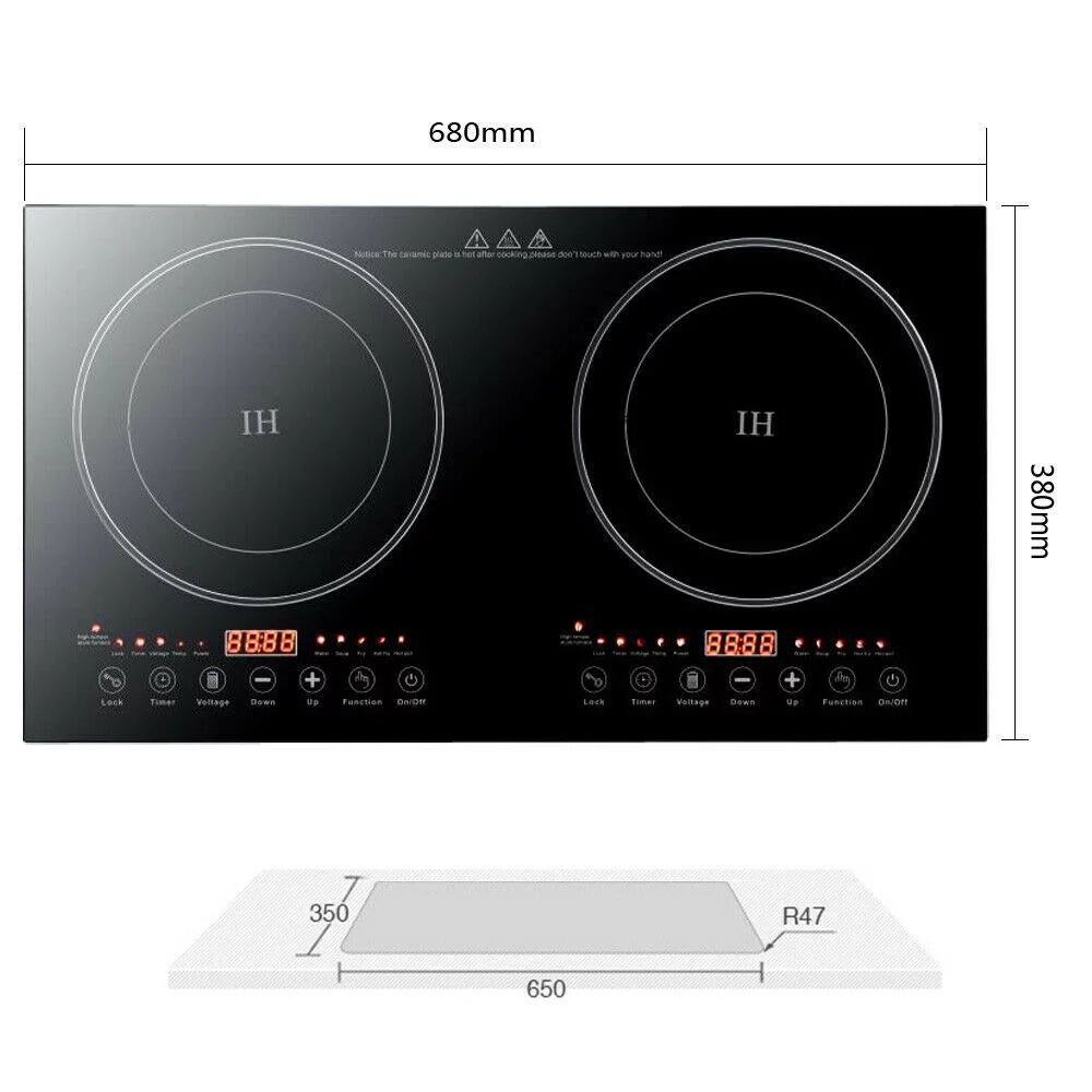 1200W Dual Burners Electric Cooktop Black O897