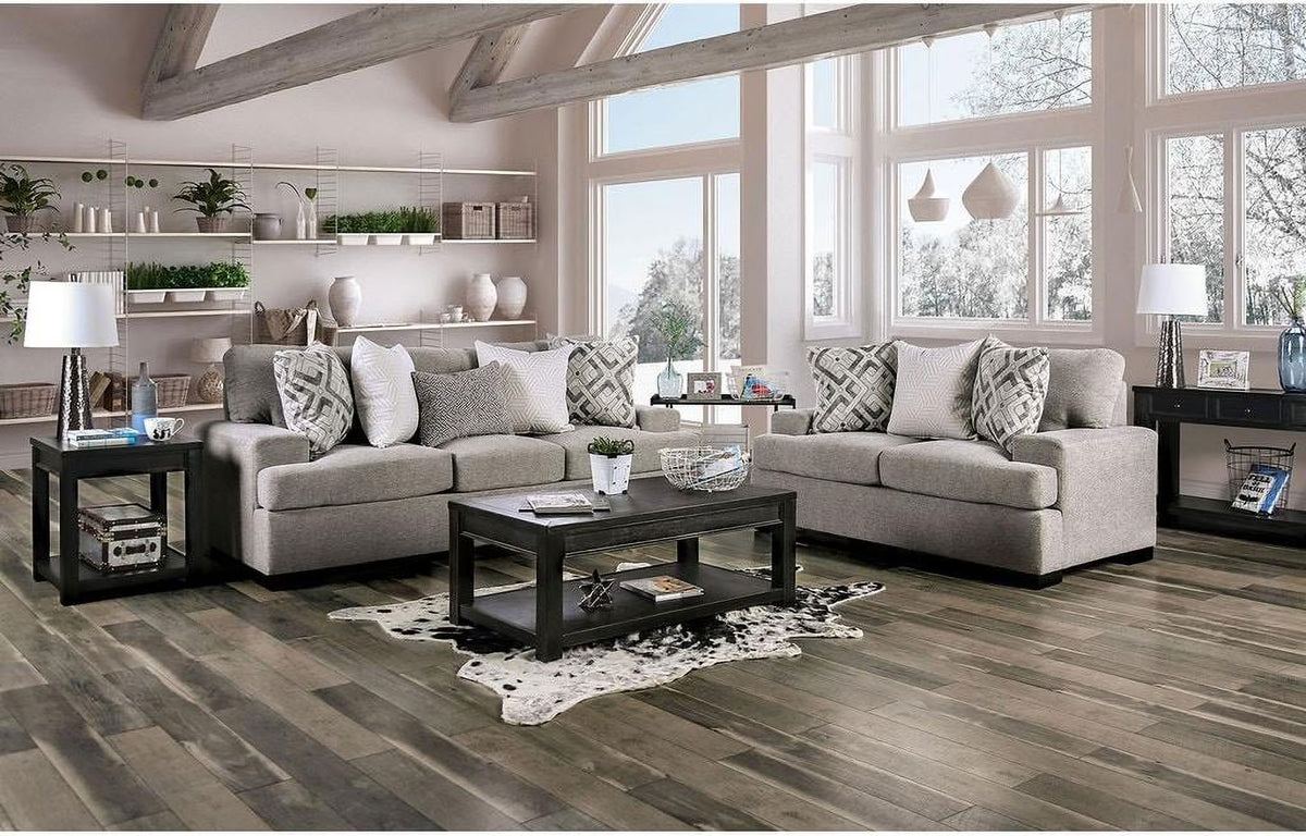 Light Gray Microfiber Sofa and Loveseat U1966