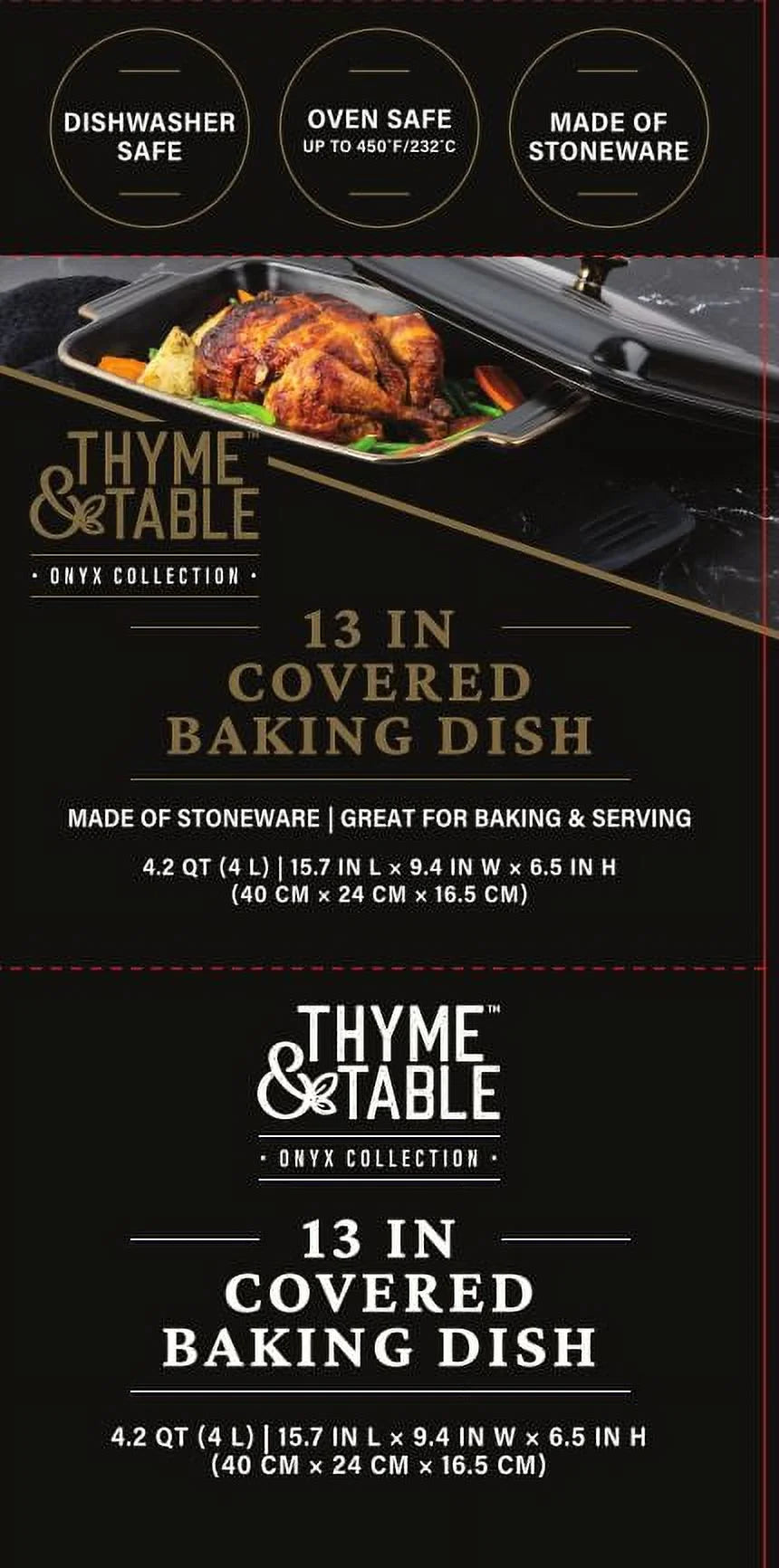 Onyx Stoneware Covered Baking Dish W58541