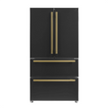 Black Refrigerator with Antique Brass Handles Y7804