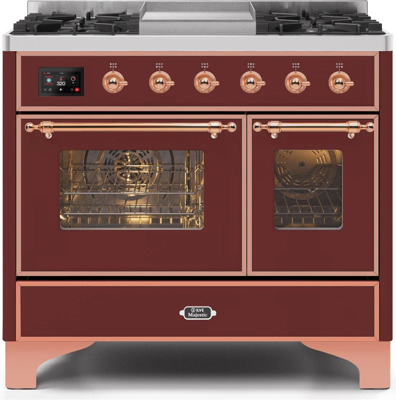 Burgundy Copper Trim 40 Dual Fuel Propane Gas Range K515