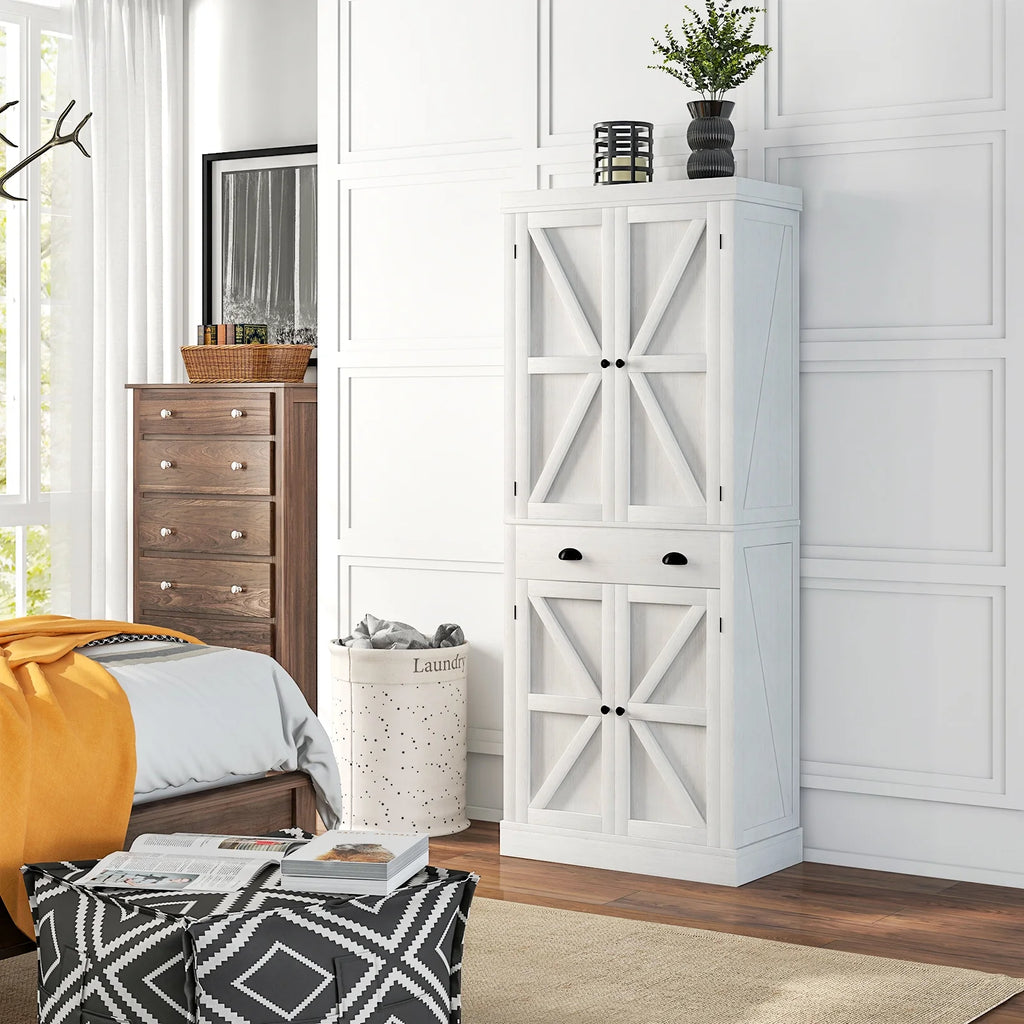 72" White Pantry Storage Cabinet D4118
