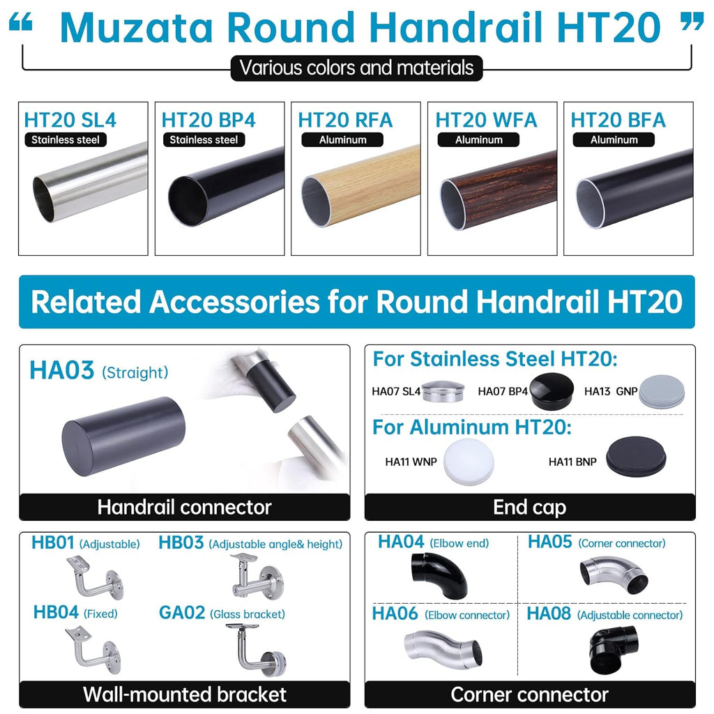 6.6Ft Stainless Steel Handrail for Cable Railing S21974