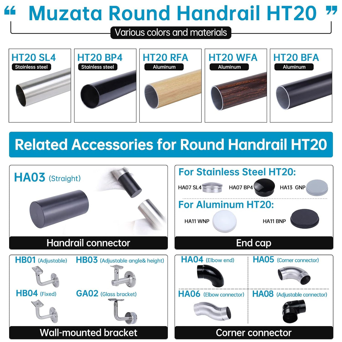 6.6Ft Stainless Steel Handrail for Cable Railing S21974