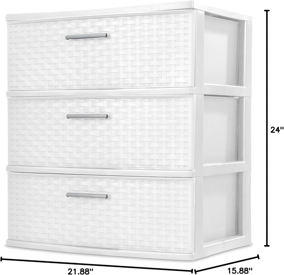 White 3-Drawer Wide Weave Tower Q7870