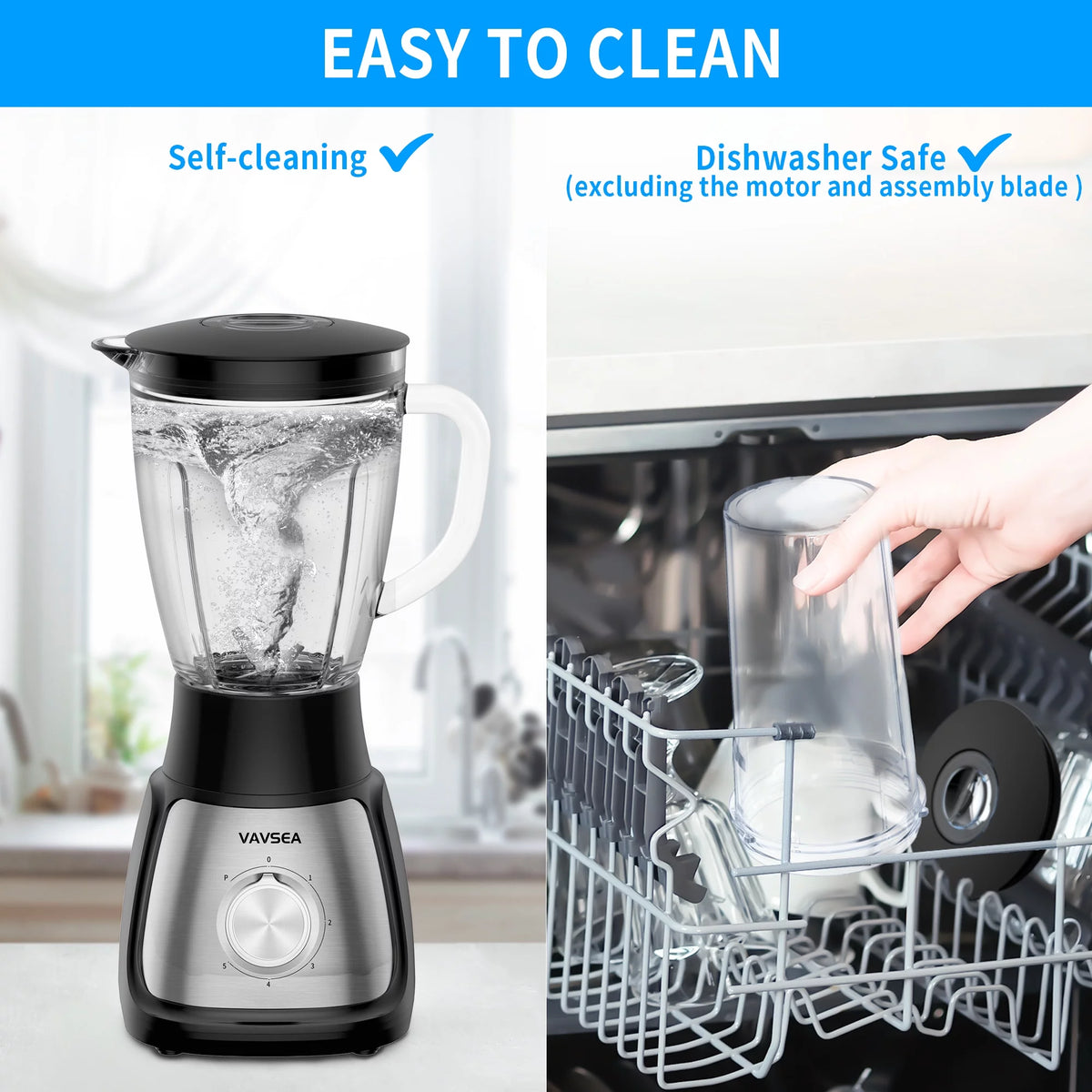 1000W 5 Speed Countertop Blender with 51oz Glass Jar L586