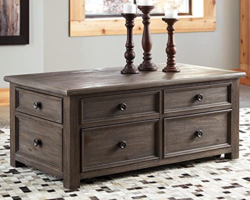 Antique Cream Brown Lift Top Coffee Table with Drawers U321095