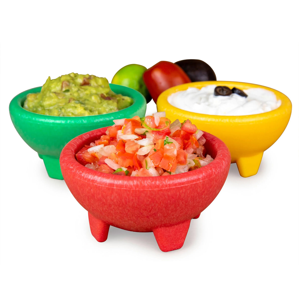3-Piece Salsa Bowl Set in Yellow, Green & Red Y978