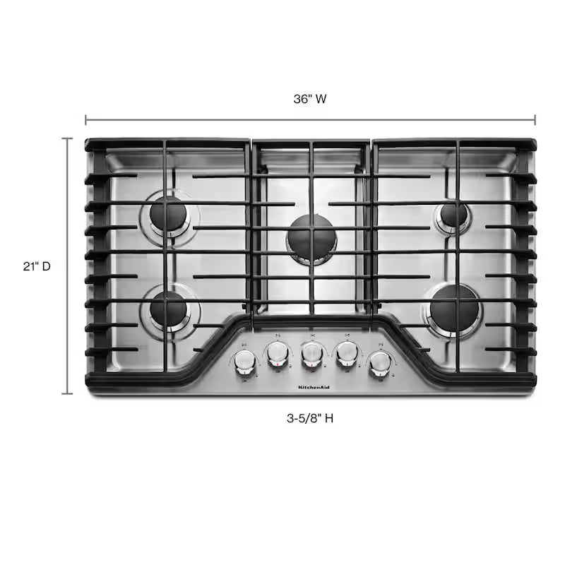 36 in. Stainless Steel Gas Cooktop with 5 Burners T66946