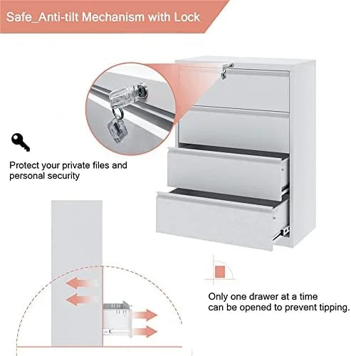 Black 2 Drawer Metal File Cabinet with Lock L624