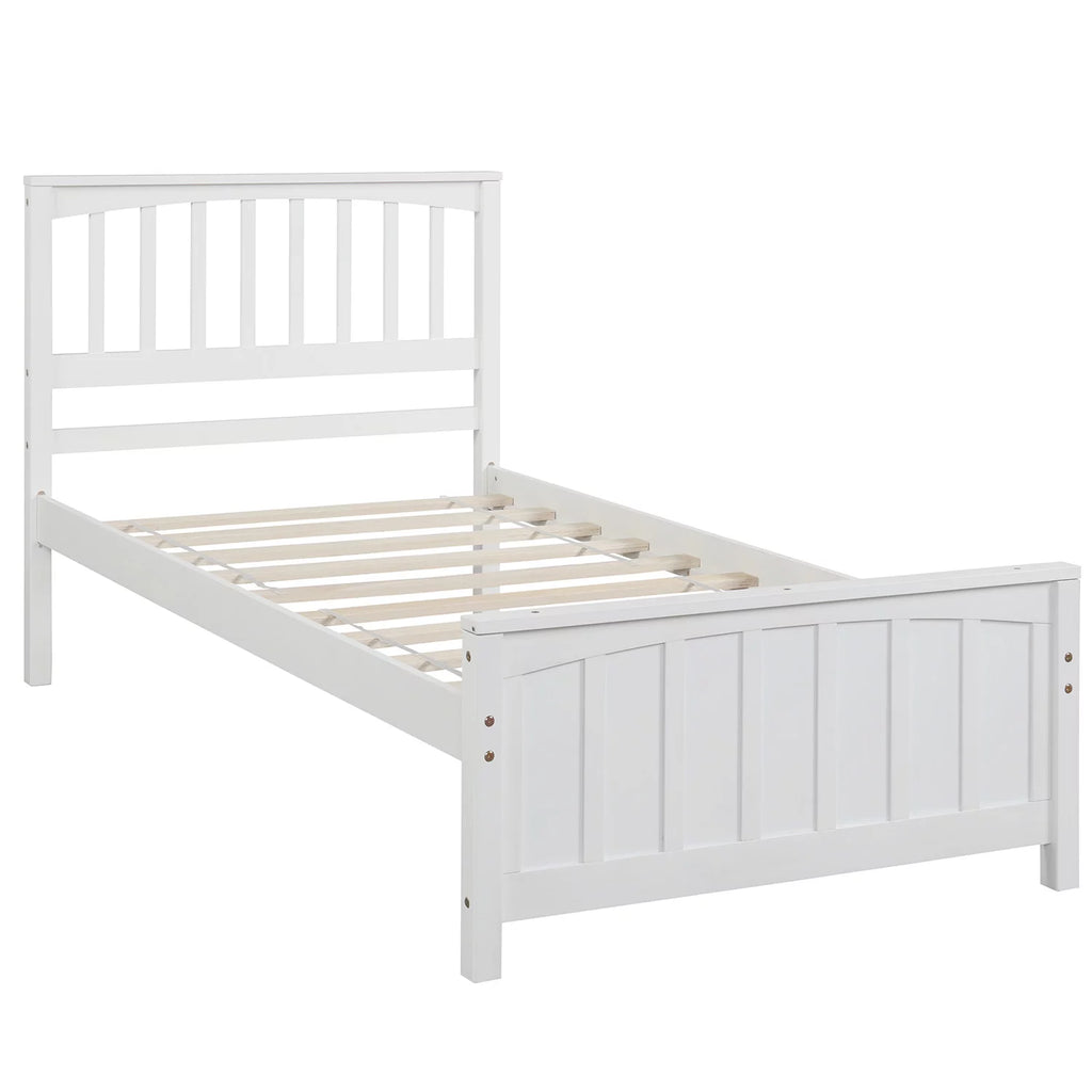 White Wood Twin Size Platform Bed H271578