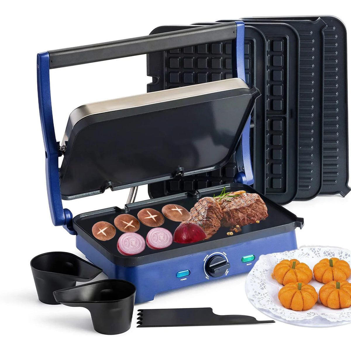 Ceramic Electric Griddle Nonstick with Waffle Plates M1884