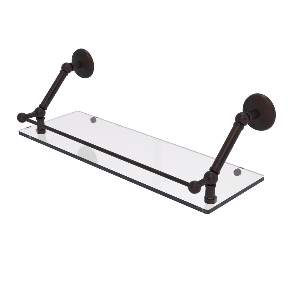 Polished Chrome Floating Glass Shelf with Gallery Rail - 24 inch H798