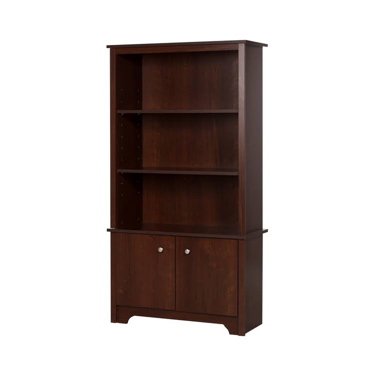Pure White 3-Shelf Bookcase with Doors A50517