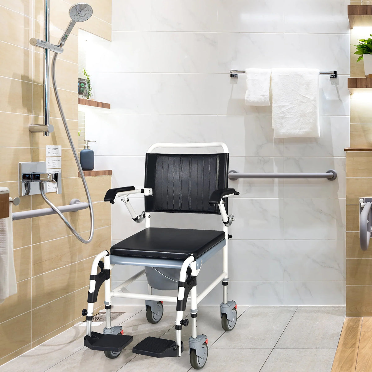 4-in-1 Commode Chair with Detachable Bucket Y1095