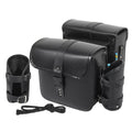 Pair Motorbike Saddlebag Side Tool Bags Waterproof Faux Leather Black K488