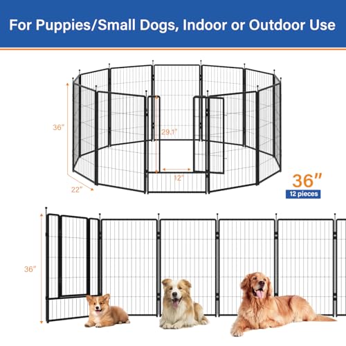 24 inch 12 Panels Heavy-Duty Metal Dog Playpen J905952