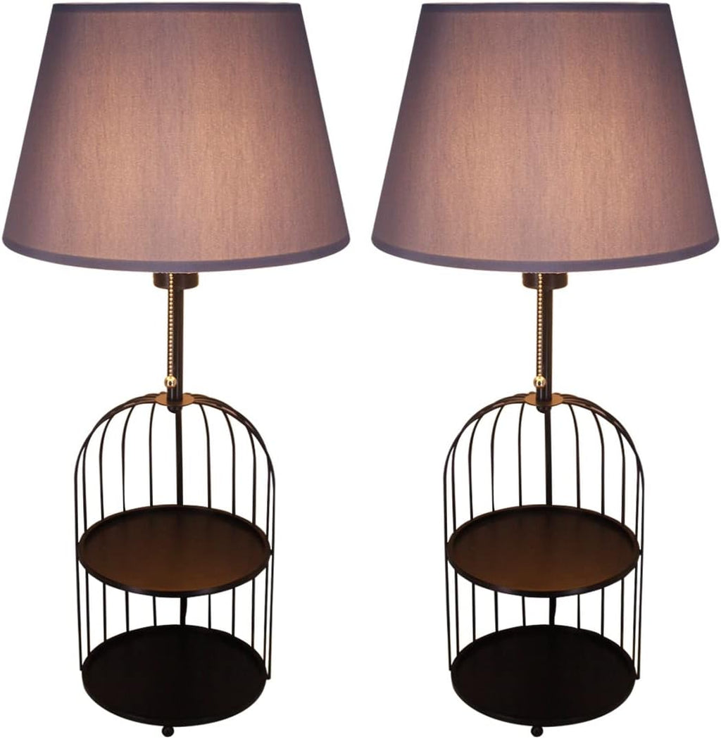 White 27 Inch Tall Birdcage Base Table Lamp Set of 2 I39466