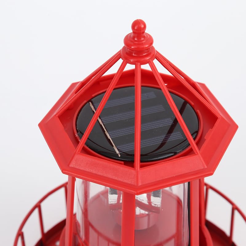 Red Rotating Solar Lighthouse Light, IP65 Waterproof E201