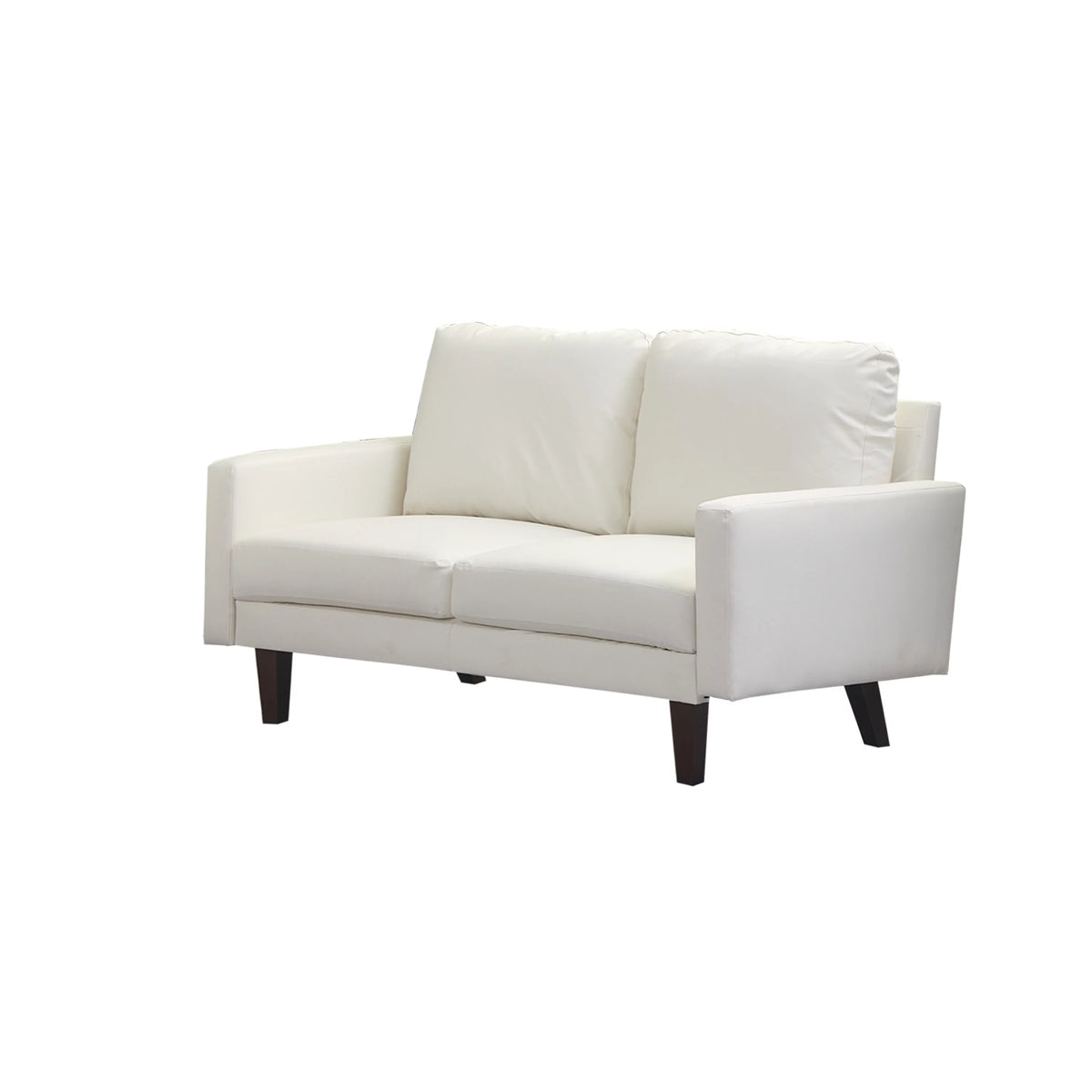 Beige Faux Leather Square Arm Loveseat M3828
