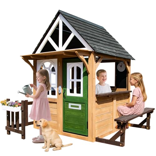 Gray Wooden Play House Playset with Kitchen Z984