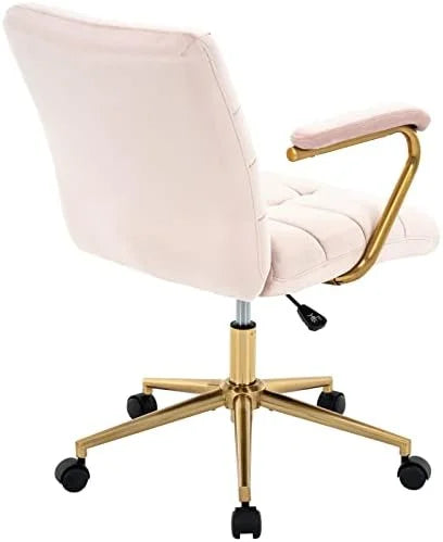 Blue Velvet Upholstered Adjustable Swivel Office Chair with Wheels U738966