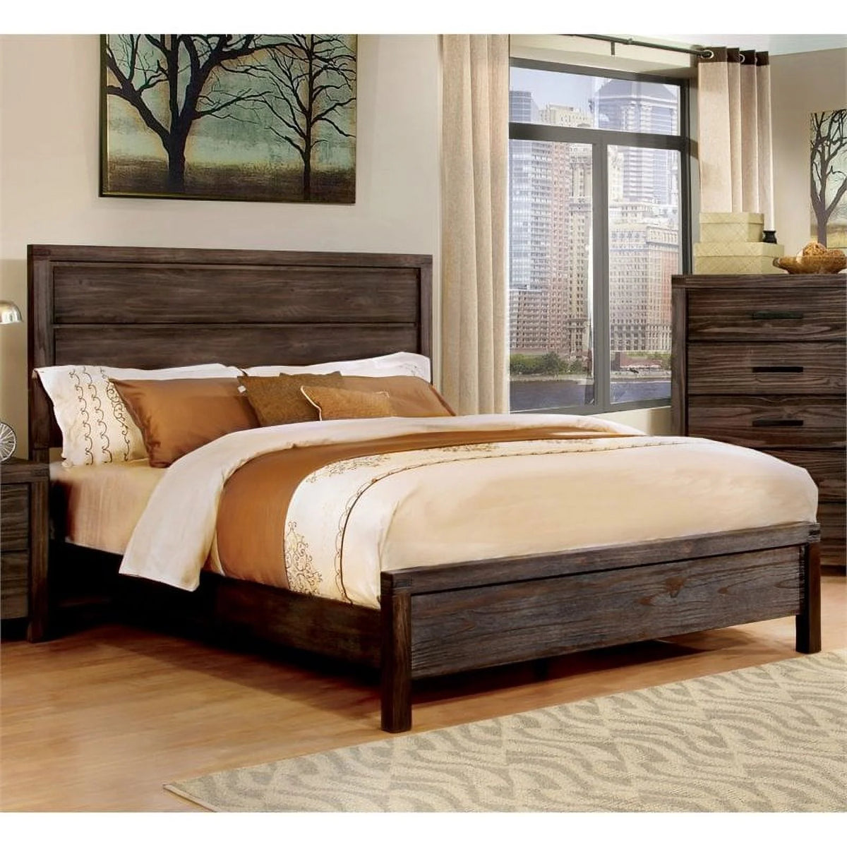 King Panel Bed in Rustic Brown G3701