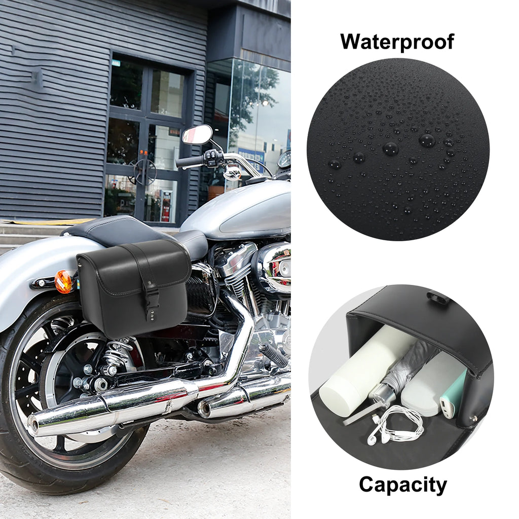 Pair Motorbike Saddlebag Side Tool Bags Waterproof Faux Leather Black K488