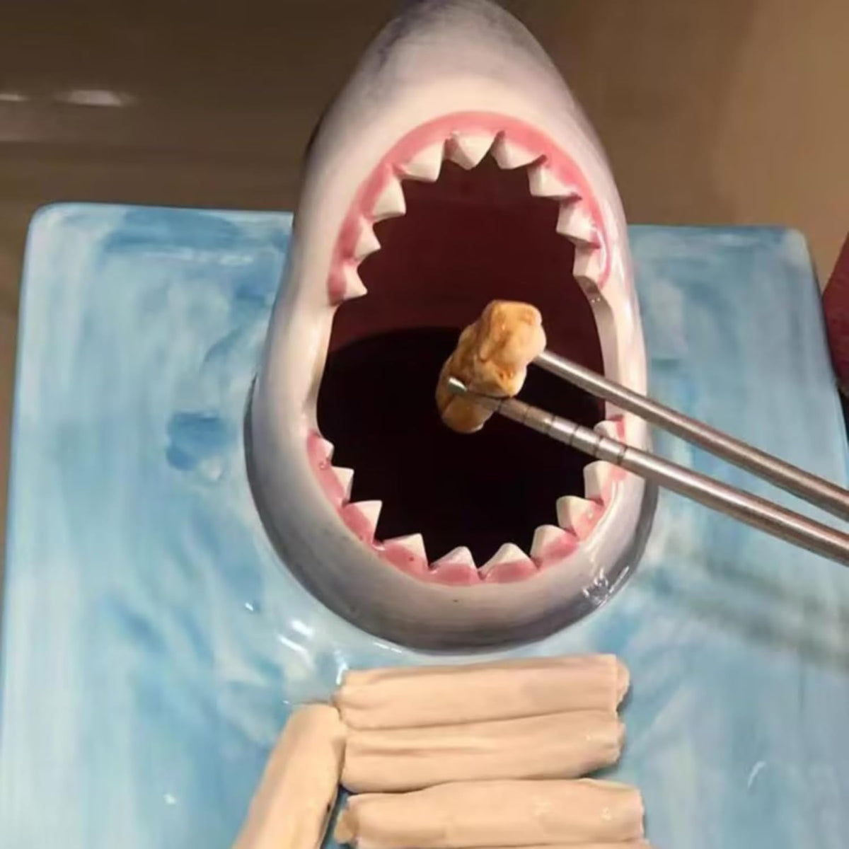 Shark Ceramic Sushi Plate with Soy Sauce Bowl and Chopstick Holder L7256