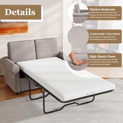 Black 3-in-1 Convertible Sleeper Sofa Bed with Adjustable Backrest D22627
