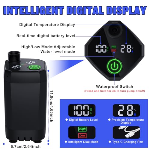 Portable Camping Shower with LED Display, 4 Spray Modes, IPX7 Waterproof D937