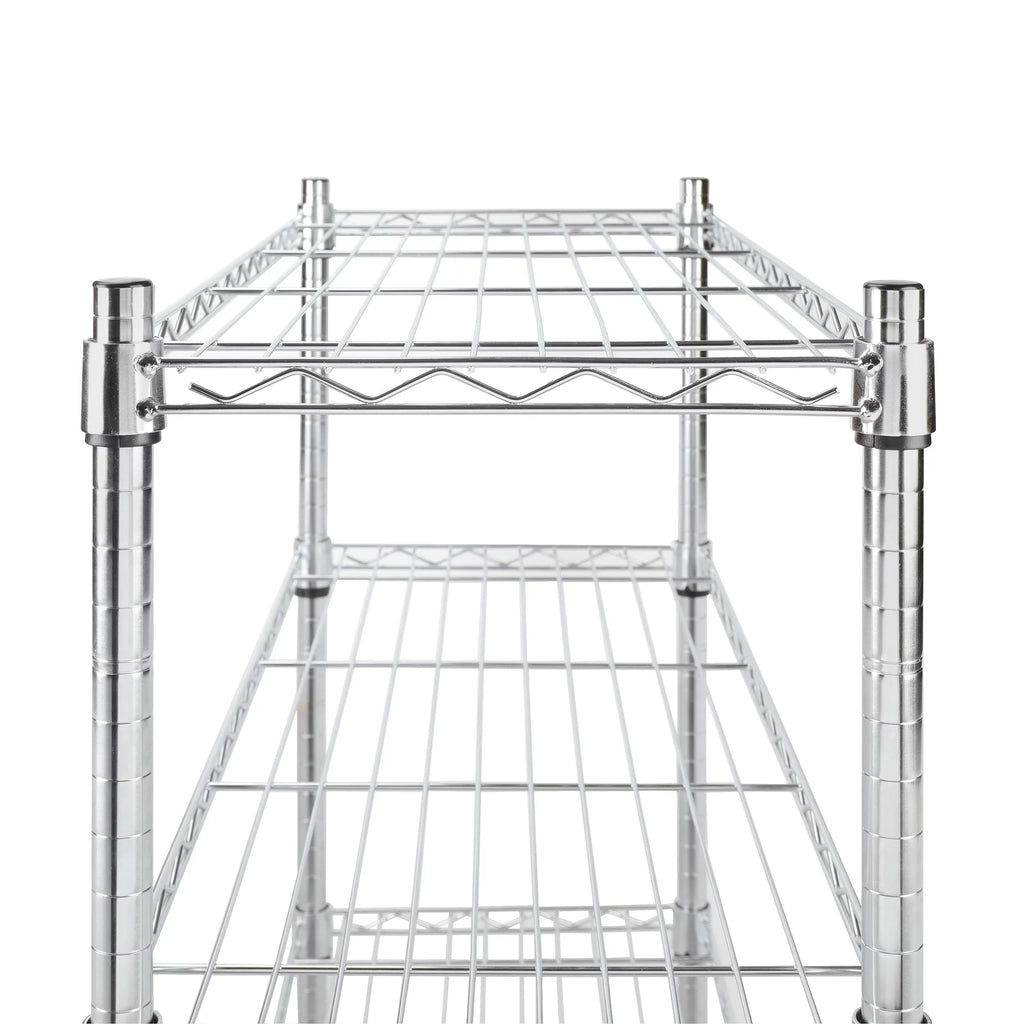 4 Tier Wire Shelf Unit Chrome 1400 lb. Capacity B258