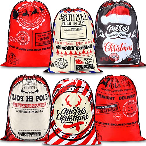6 Pcs Large Polyester Drawstring Gift Bag T78854