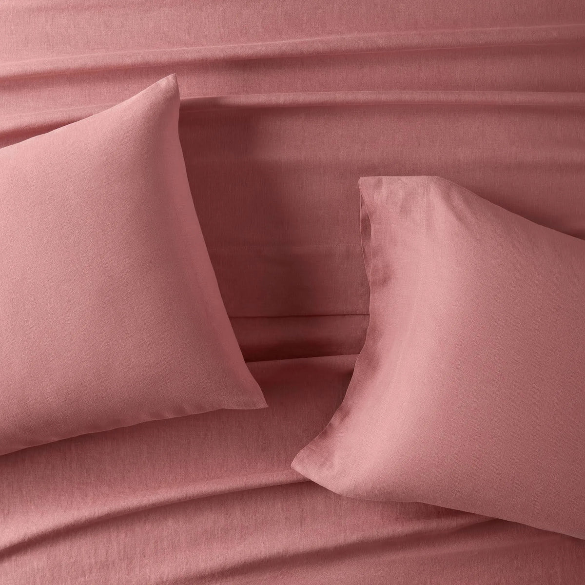 California King 100% Washed Linen Solid Sheet Set Rose U728777