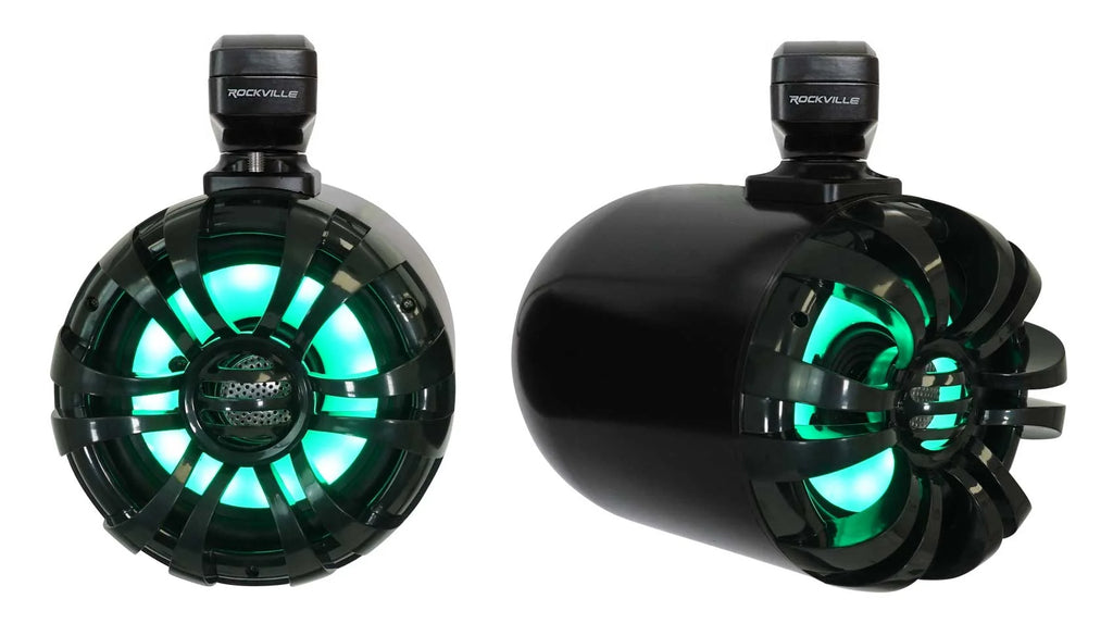 2-Zone Marine Bluetooth Receiver with Black Wakeboard LED Speakers U34366