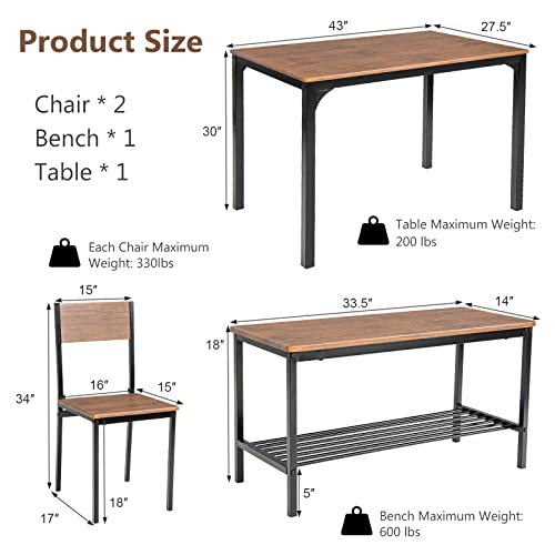 4 Piece Dining Table Set with Bench O23105