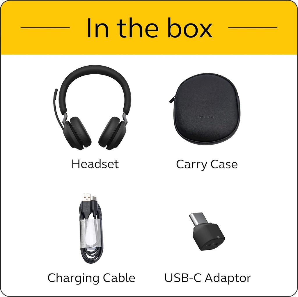 Jabra Evolve2 65 UC Wireless Headset, Stereo, Black, Bluetooth, 37 Hours Battery Life X818778