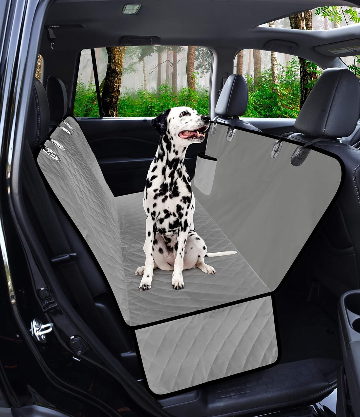 Grey Waterproof Dog Seat Cover with Mesh Window, Pack of 2 V6086