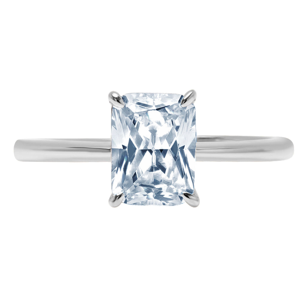 14k White Gold Solitaire Ring with Natural Swiss Blue Topaz O693735