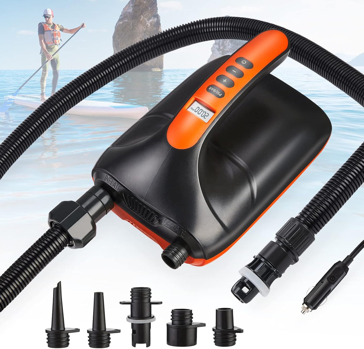Electric Portable 20PSI SUP Air Pump Dual-Stage D487518