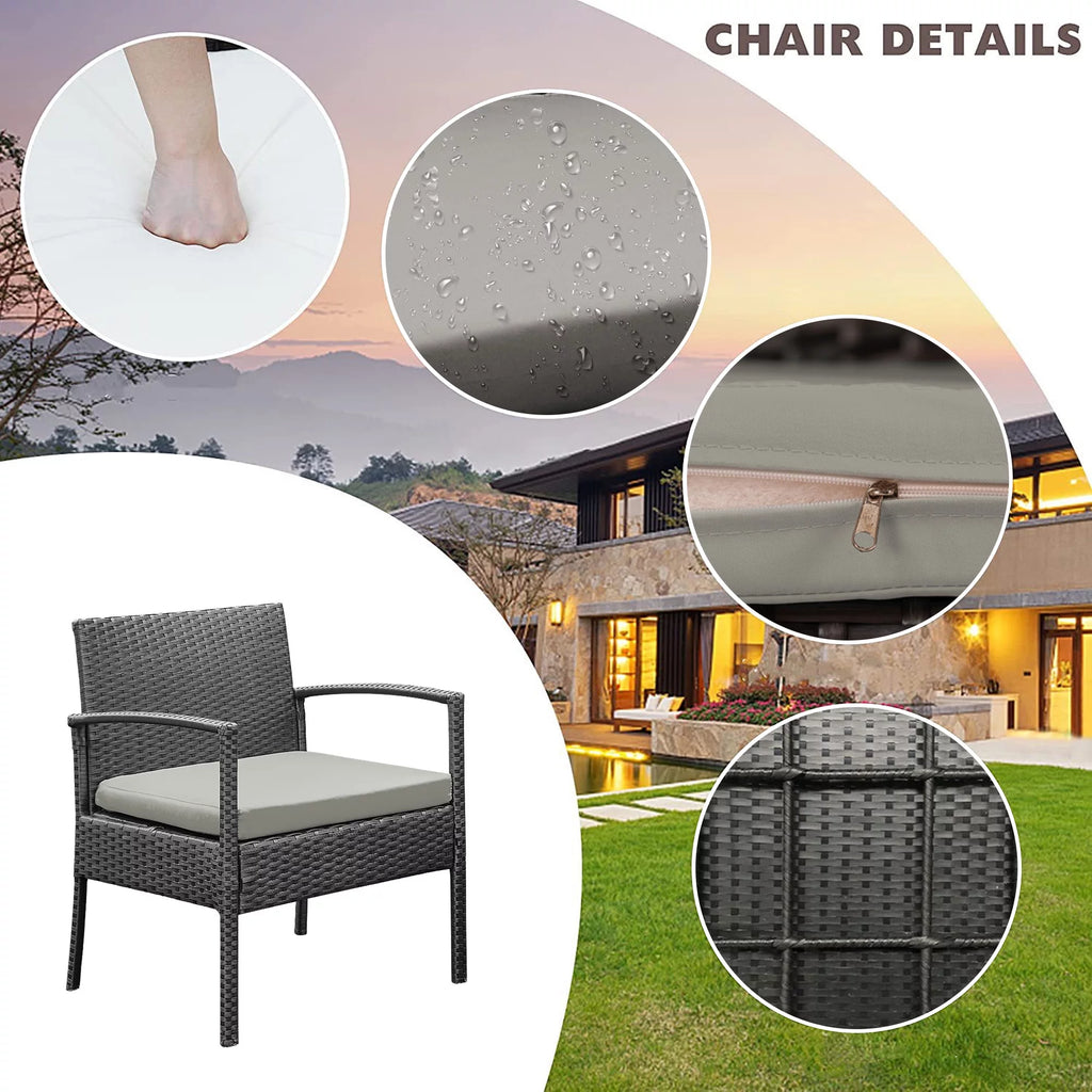 3 Pieces PE Rattan Wicker Chairs and Table Set T190977
